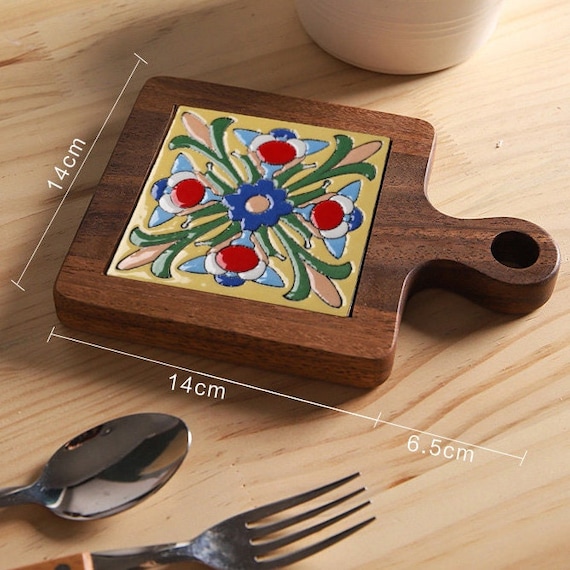 Ceramic Tile Wooden Cutting Board, Wooden Coaster, Kitchen Decor, Unique  Gifts 