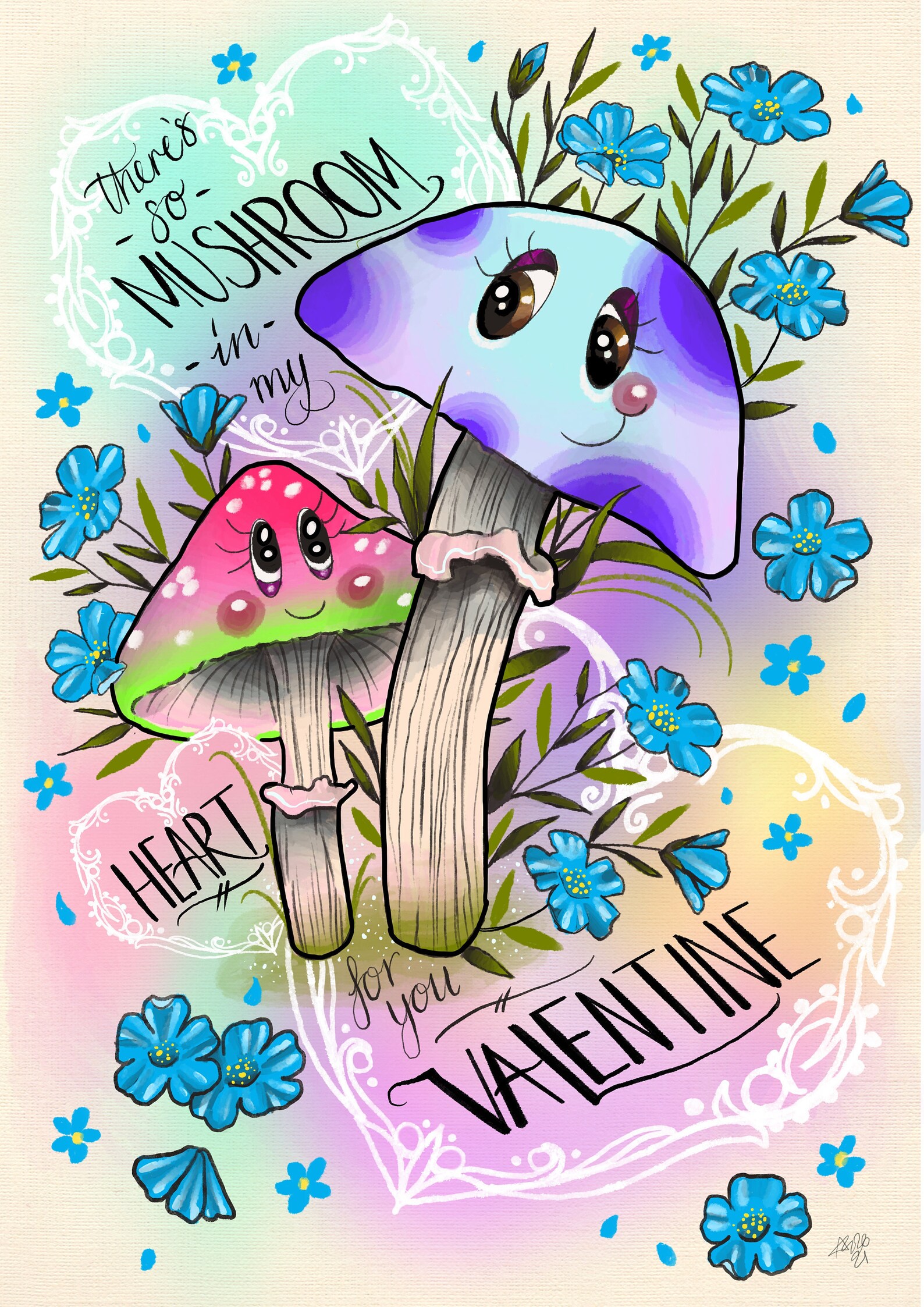 Mushroom Love Valentine's Day Card Etsy