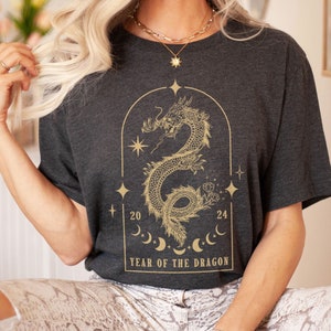 Chinese New Year 2024 Shirt Celestial Year of the Dragon 2024 Tshirt Lunar New Year Clothing Chinese New Year Floral Chinese Zodiac Dragon