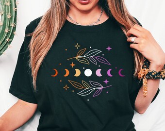 Dezentes Lesben Pride Shirt Mondphasen Lesbisches Shirt Gay Pride Shirt LGBTQ Shirt Pride Merch Cute Lesbian Pride Shirt Sapphic Society Shirt