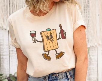 Retro Passover Shirt Matzo Ball Wine Pesach Shirt Matching Passover Matzah Couple Passover shirts Passover Gift Family Passover Tshirt