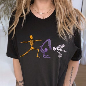 Skeletons Yoga Shirt Pilates Halloween Shirt Yoga Lover Shirt Meditation Shirt Gift For Yogi Skeleton Shirt Meditation Shirt Namaste Shirt