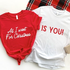 Couples Christmas t-shirts,Personalized,Matching family Christmas shirts, family first, his and hers, Christmas pajamas for couples 2023