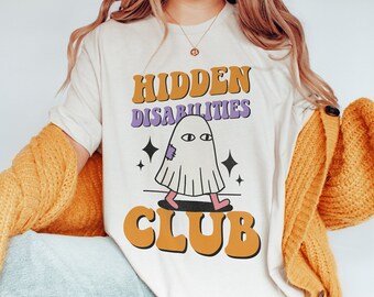 Versteckte Behinderungen Club T-Shirt Disability Awareness T-Shirt Cute Ghost Unsichtbare Krankheit Shirt Chronische Krankheit T-Shirt Medizinisches Bewusstsein T-Shirt