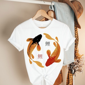 Koi Fish Shirt Japanese Street Wear Yinyang Tee Cottagecore Shirt