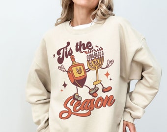 Hanukkah Sweater Retro Tis The Season Shirt Hannukah Sweater Hanukkah Sweatshirt Nes Gadol Hanukkah Shirt Hannukah Shirt Hanukkah Shirts