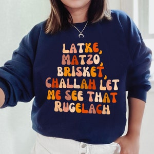 Hanukkah Sweater Latke Matzo Challah Shirt Hannukah Sweater Hannukah Sweatshirt Chanukah Sweater Jewish Hanukkah gifts Hanukkah Pajamas