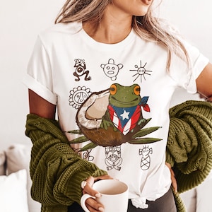 Puerto Rico Taino T-Shirt Coqui Frog Shirt Taino Symbol Shirt Boricua Outfit Taino Sun Shirt Puerto Rico Shirt Sol Taino Frog Lover Gift Tee