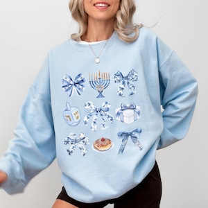 Coquette Hanukkah Sweater Coquette Bow Hanukkah Sweatshirt Hannukah Sweater Retro Hanukkah Gifts Nes Gadol Hanukkah Shirt Jewish חנוכה DK1