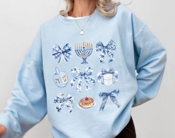 Kokette Chanukka Pullover Kokette Bogen Chanukka Sweatshirt Hannuka Pullover Retro Chanukka Geschenke Nes Gadol Chanukka Hemd Jüdische חנוכה DK1
