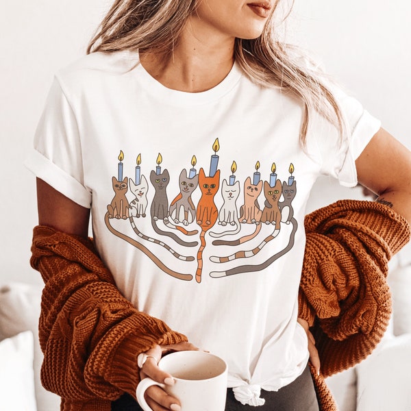 Funny Hanukkah Shirt Cat Menorah Hanukkah Menorah Shirt Meowzel Hannukah Sweater Hannukah Sweatshirt Chanukah Sweater Jewish Hanukkah Gift