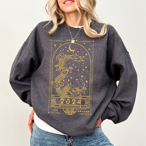 Sweat-shirt du Nouvel An chinois Chemise céleste 2024 Chemise Année du Dragon 2024 Tshirt Nouvel An lunaire Vêtements Chinois Floral Zodiaque chinois