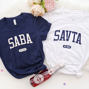 Custom Jewish Savta Saba Grandparents Pregnancy Announcement Bubbe Zayde Nana Jewish Shirt Grandparents Promoted To Grandma Grandpa Shirts
