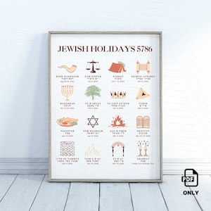 Jewish Calendar 2024 2025 Rosh Hashanah New Year 5785 Jewish Gift 12 Month Wall Calendar Hebrew Holidays Monthly Planner Biblical Calendar