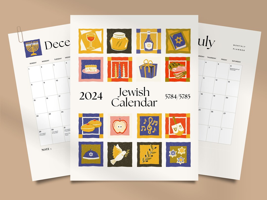 Jewish Calendar 2024 Monthly Planner Jewish Holidays Rosh Hashanah 5784