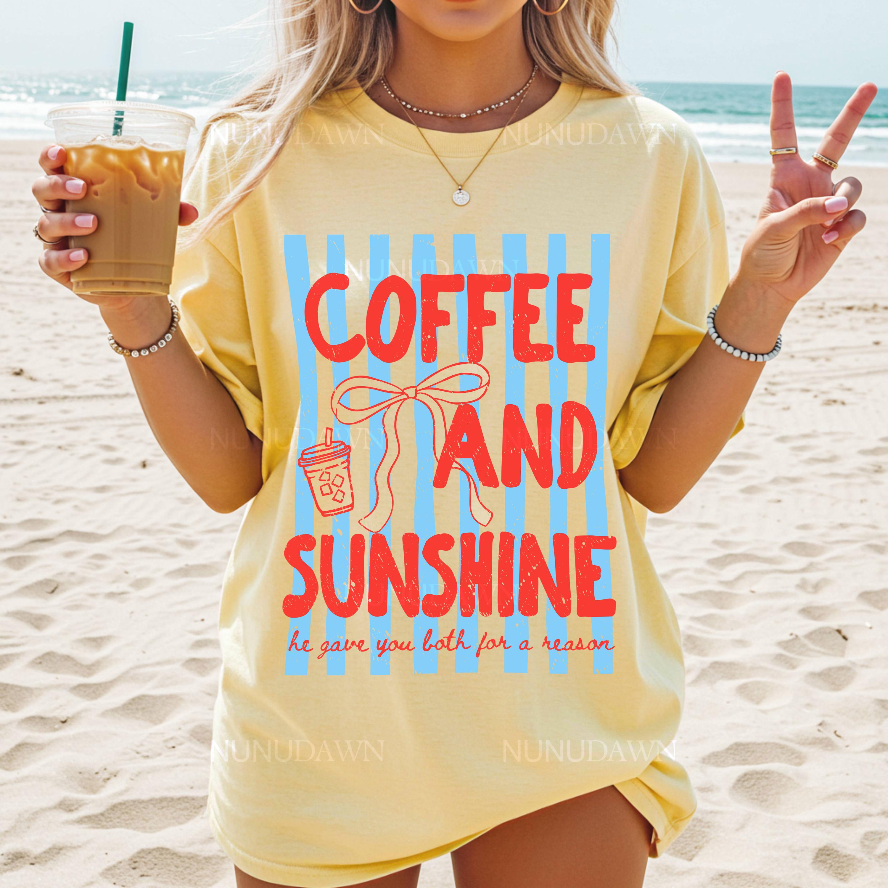 Iced Coffee Sunshine Shirt Comfort Colors Tee Retro Summer Graphic Tshirt Coffee Lover Gift Trendy Women Shirt