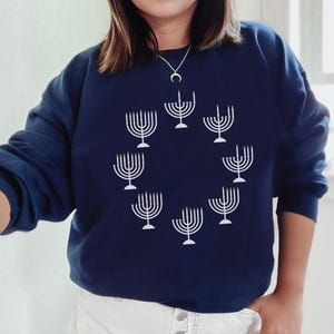 Hanukkah Sweater Menorah Shirt Hannukah Sweater Hannukah Sweatshirt Crewneck Chanukah Sweater Jewish Hanukkah gifts Hanukkah Pajamas חנוכה