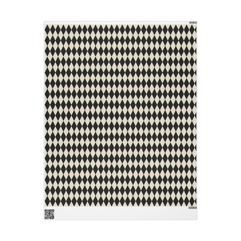 Black Checkered Wrapping Paper Roll Boho Gift Wrapping Black Diamond Wrapping Paper Preppy Wrapping Gift Wrap for Weddings and Birthday Tile image 8