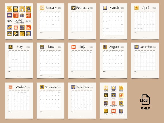 Jewish Calendar 2024 Monthly Planner Jewish Holidays Rosh Hashanah 5784  Jewish Gift 12 Month Wall Calendar Hebrew Holidays Biblical Calendar - Etsy