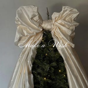 Christmas Big White Ribbon Ivory Silk Taffeta White Bow Christmas Giant Satin Bow Christmas Decor Christmas Tree Topper Large Satin Coquette