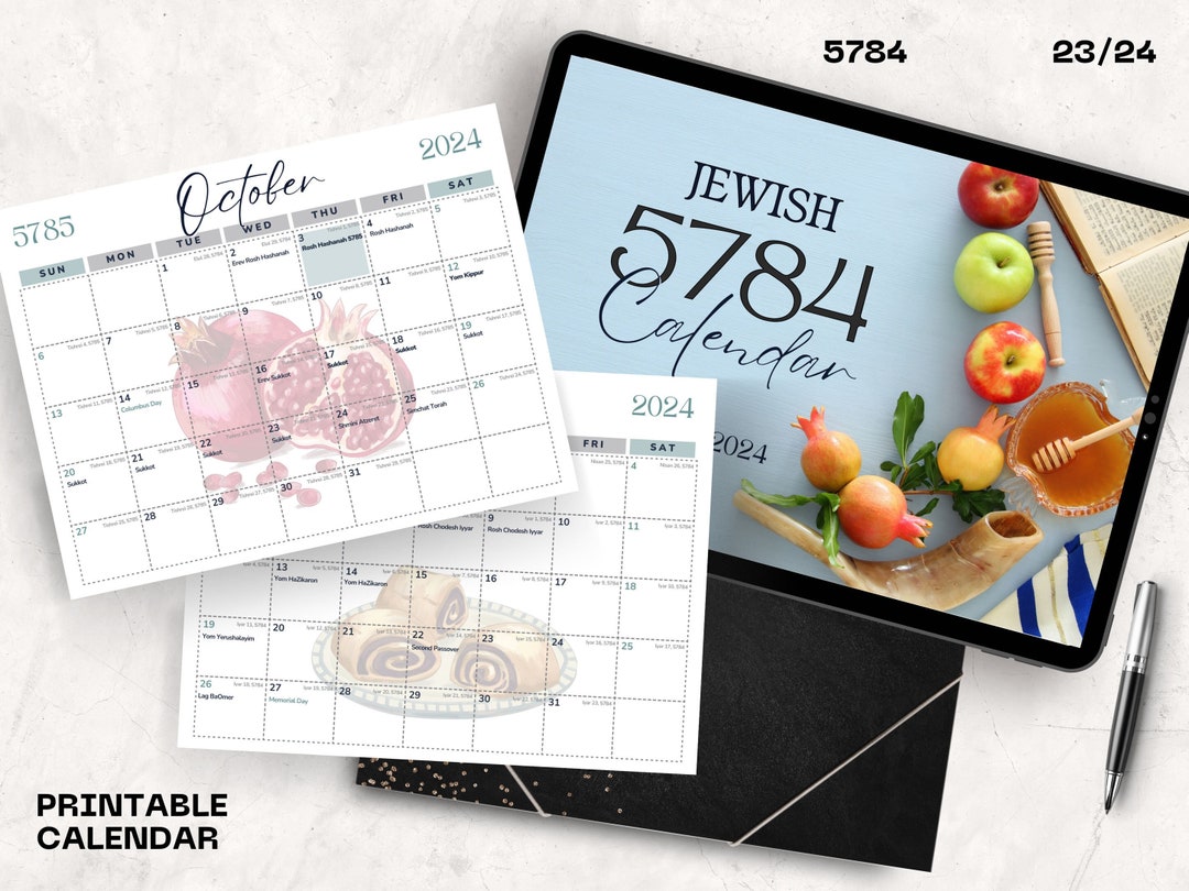 Jewish Calendar 2023 2024 Rosh Hashanah New Year 5784 Jewish Etsy