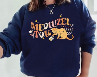 Cat Hanukkah Sweater Meowzel Tov Shirt Hannukah Sweater Hannukah Sweatshirt Chanukah Sweater Jewish Hanukkah Gifts Hanukkah Pajamas חנוכה