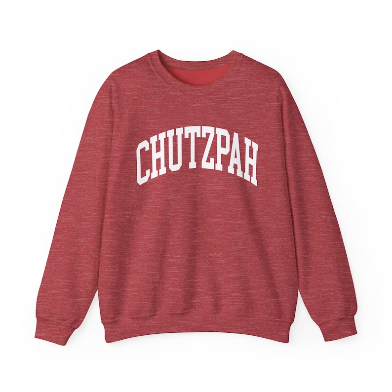 Felpa Chutzpah Felpa ebraica Felpa ebraica Felpa con cappuccio Israele Regalo Judaica Orgoglio ebraico Am Yisrael Chai Supporto Judaica Israele Heather Sport Scarlet Red