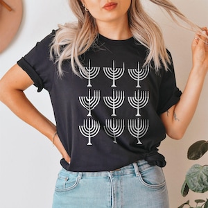 Hanukkah Shirt Menorah Shirt Happy Hannukah shirt Hanukkah tshirt Hanukkah Pajamas Sweater Chanukah Shirt Hanukkah Shirt Women חנוכה