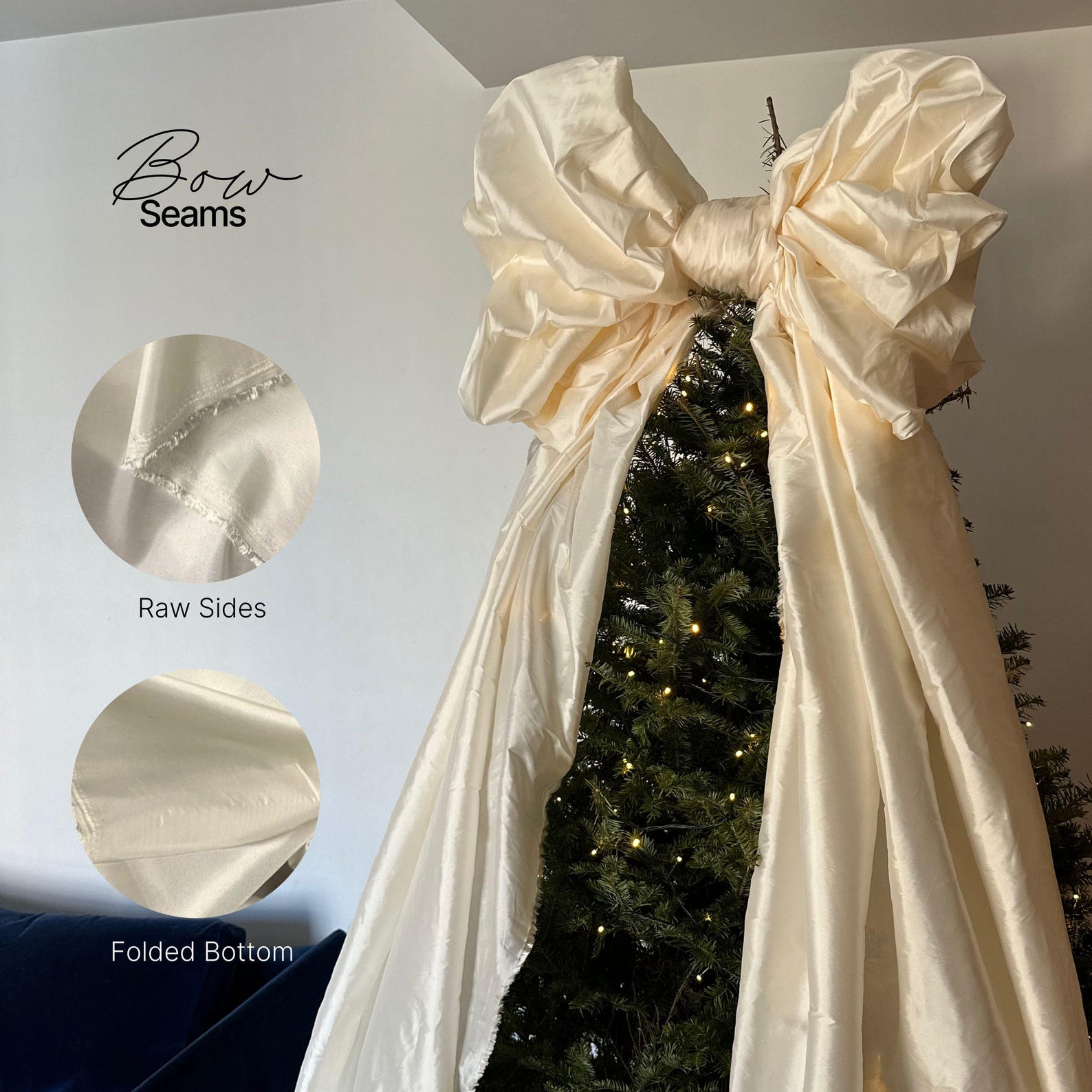 Christmas Big White Ribbon Ivory Silk Taffeta White Bow Christmas Giant ...