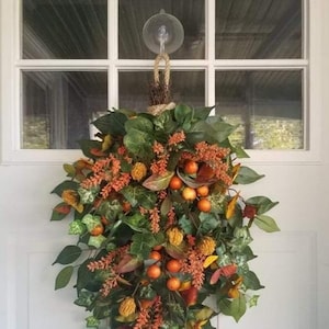 Spice Tree Fall Autumn Country Harvest Farmhouse Floral Front Door Home Wall Decor Indoor Outdoor Wreath Teardrop Swag Accent