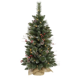 3' Snow Tip Pine Berry Small Holiday Decor Tabletop Artificial Christmas Tree