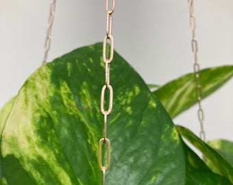 Paperclip chain plant hanger(1) choice of finish. 32" delicate but strong, cool & chic minimalist modern décor - indoor only -