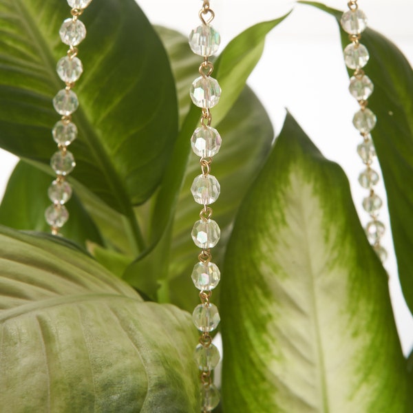 PLANTALIER-Clear beaded plant HANGER-32" sparkly faceted beads-(no pot/plant incl) NEW more fun than macramé :)