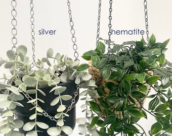 Percha de planta personalizada longitud personalizada precio de cadena ovalada por pulgada de longitud percha de planta - cadena elegante y fresca - longitud personalizada de hematita de plata dorada