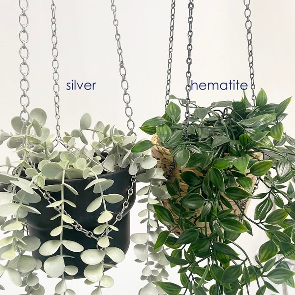 Modern links plant hanger oval chain 38" length plant hanger - chic and cool chain - gold, silver or hematite  -coastal minimalist decor