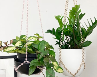 Modern links plant hanger oval chain 38" length plant hanger - chic and cool chain - gold, silver or hematite  -coastal minimalist decor