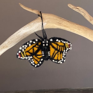 Monarch Butterfly Ornament, Needle Felted Ornament