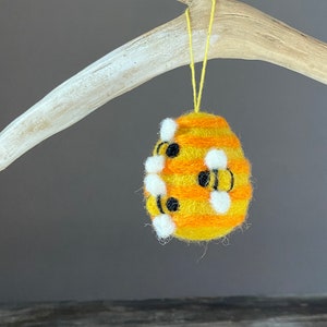 Beehive Ornament, Needle Felted Wool Ornament