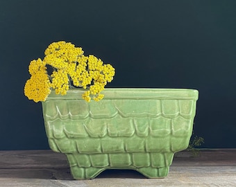 Vintage Green Ceramic Planter by Brush Pottery