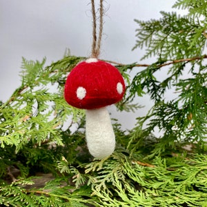 Mushroom Ornament, Needle Felted Mushroom Ornament