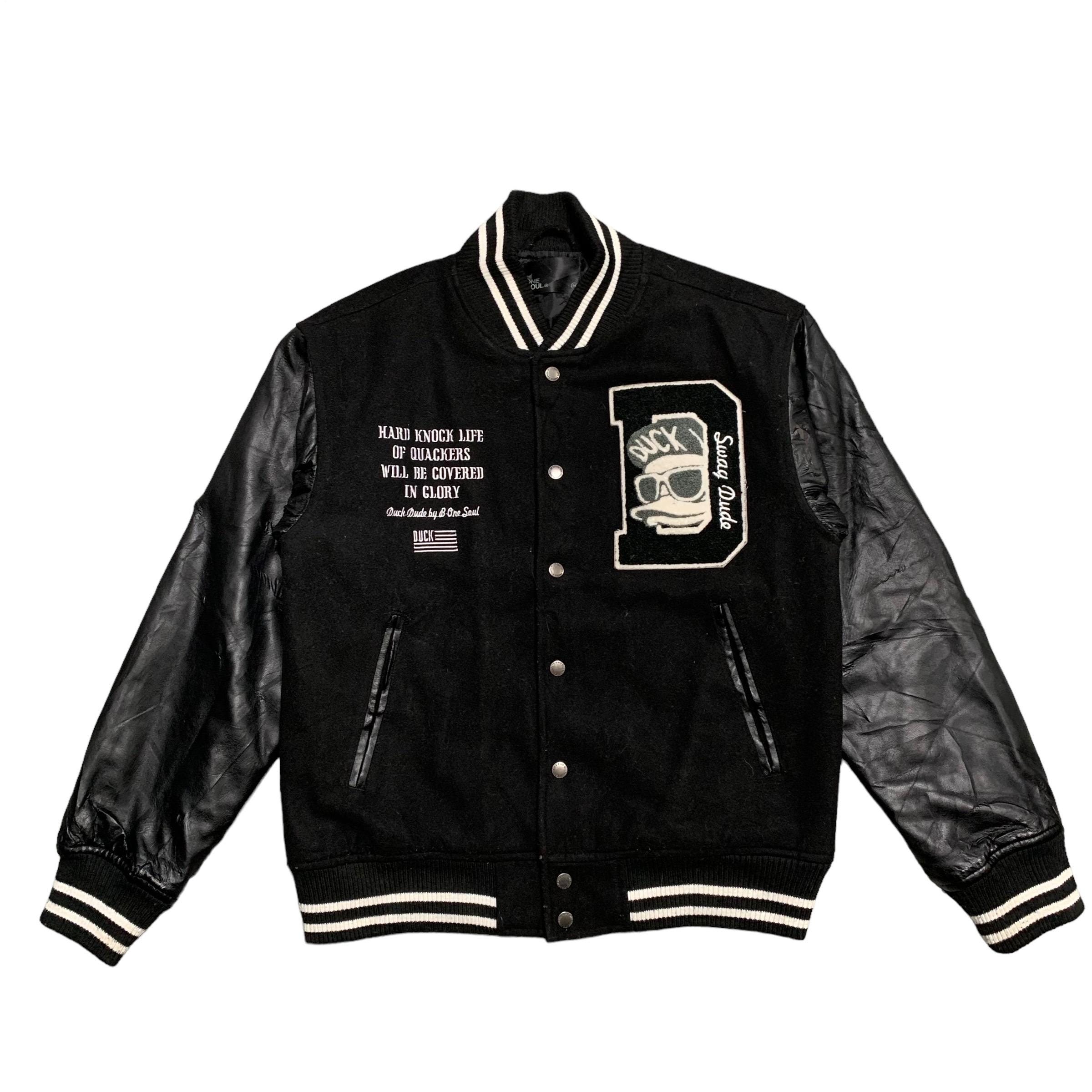 hugyourskin Patch varsity jacket ハグユアスキン MUSINSA | HUG YOUR SKIN Patch Varsity Jacket (Charcoal)