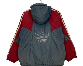 Vintage Adidas Big Logo Two Tones Windbreaker Jacket