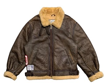80s Vintage Schott Type B-3 Flight Mouton Leather Jacket - Etsy