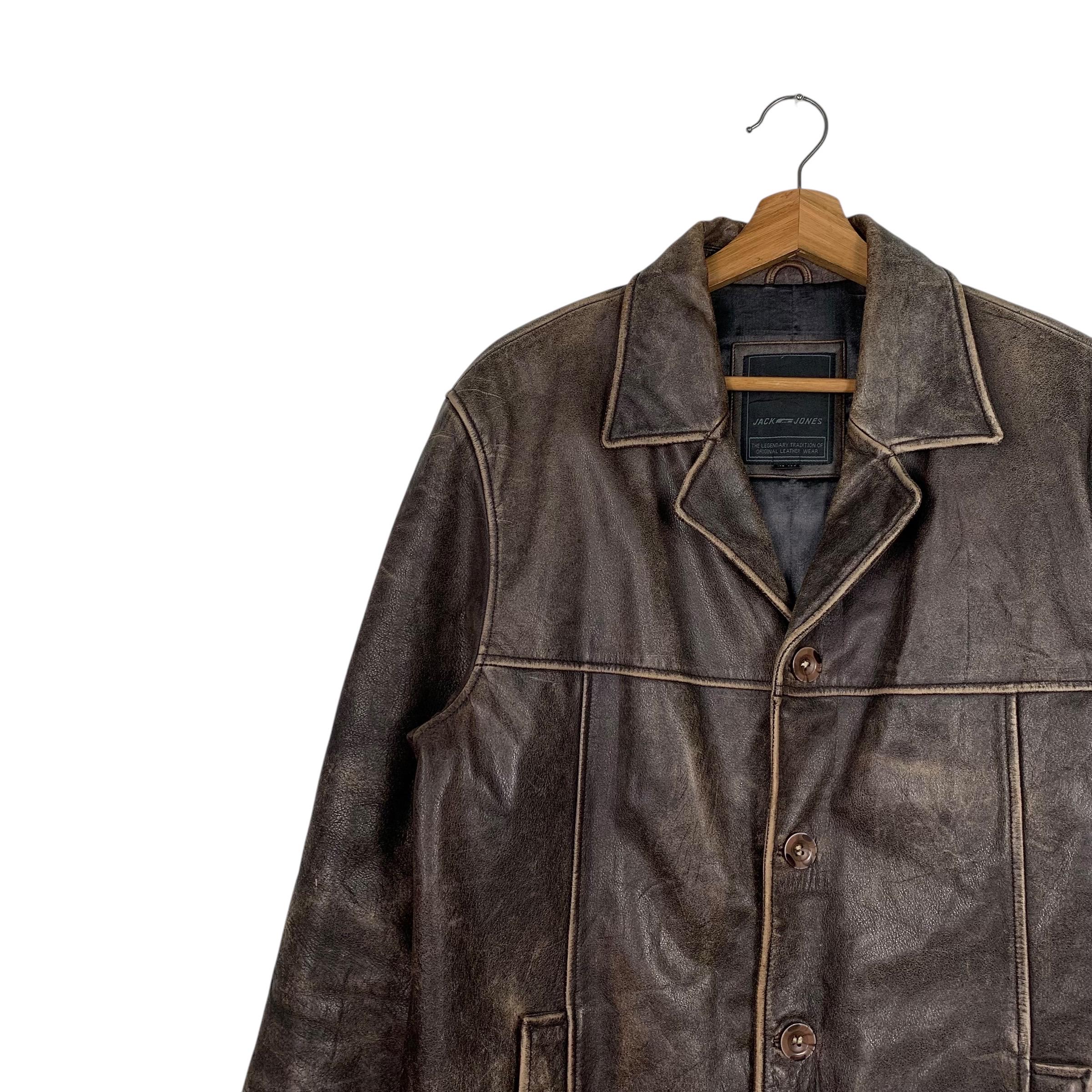 Vintage Jack and Jones Leather Jacket - Etsy