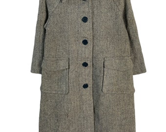 Vintage 60s Womens Harris Tweed Coat Scottish Wool Red Purple S M