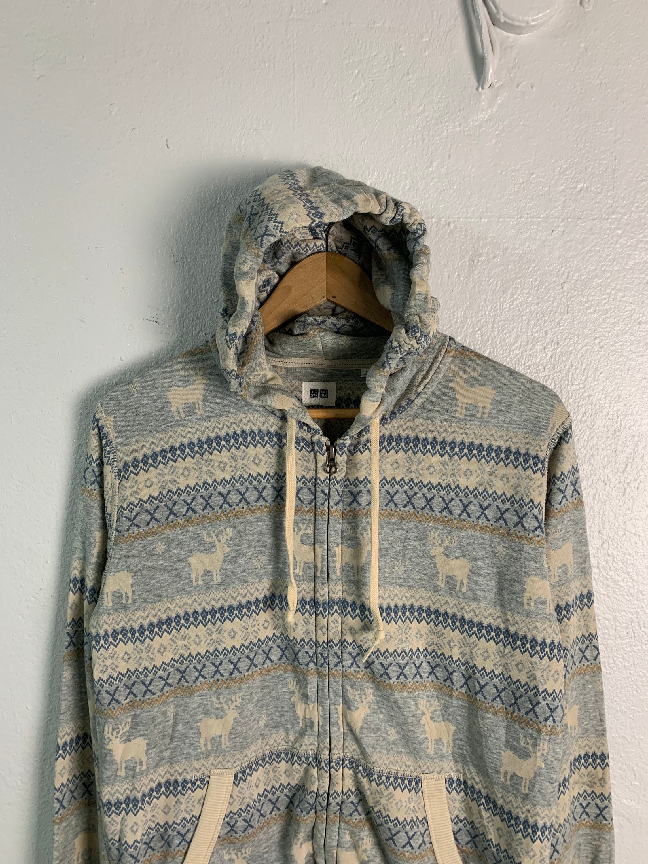 Uniqlo 00's Gray Zip Hoodie Men L Vintage Old Retro Archive