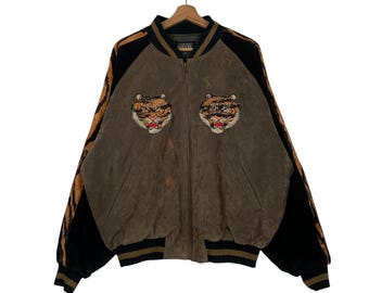 Vintage Bilvie bordado tigre Sukajan chaqueta