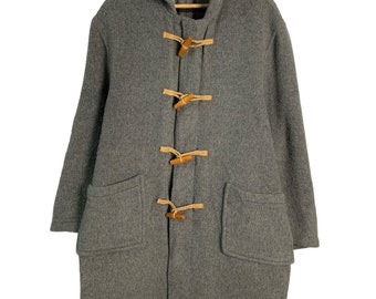 Montgomery Wool Winter Duffle Coat Black Size 36 USA Made in