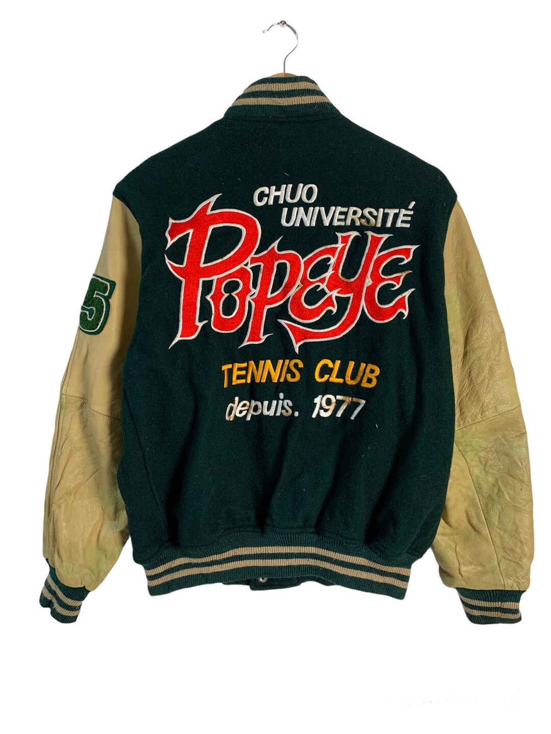 トップス 2 boutique aoyama DESCENDANT POPEYE 813 Vintage Popeye Tennis Club Leather Varsity Jacket - Etsy