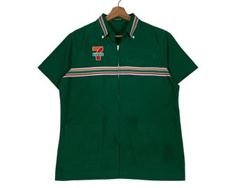 7-ELEVEN ユニフォーム シャツ 緑 M Japan 7 Eleven Uniform Zipper Shirt - Etsy